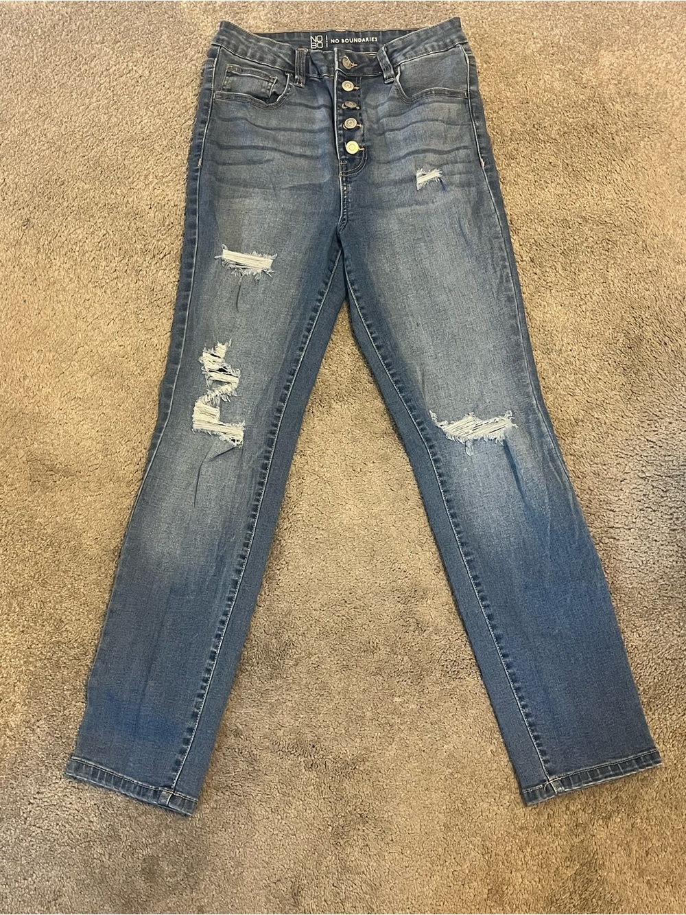 No Boundaries Distressed Button-Fly Jeans Junior PB Sz 11